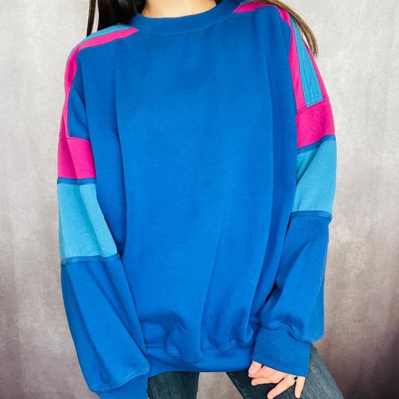 Vintage Tops - Vintage 80s 90s Steeple Chase Colorblock Crewneck Pullover Sweatshirt 2X